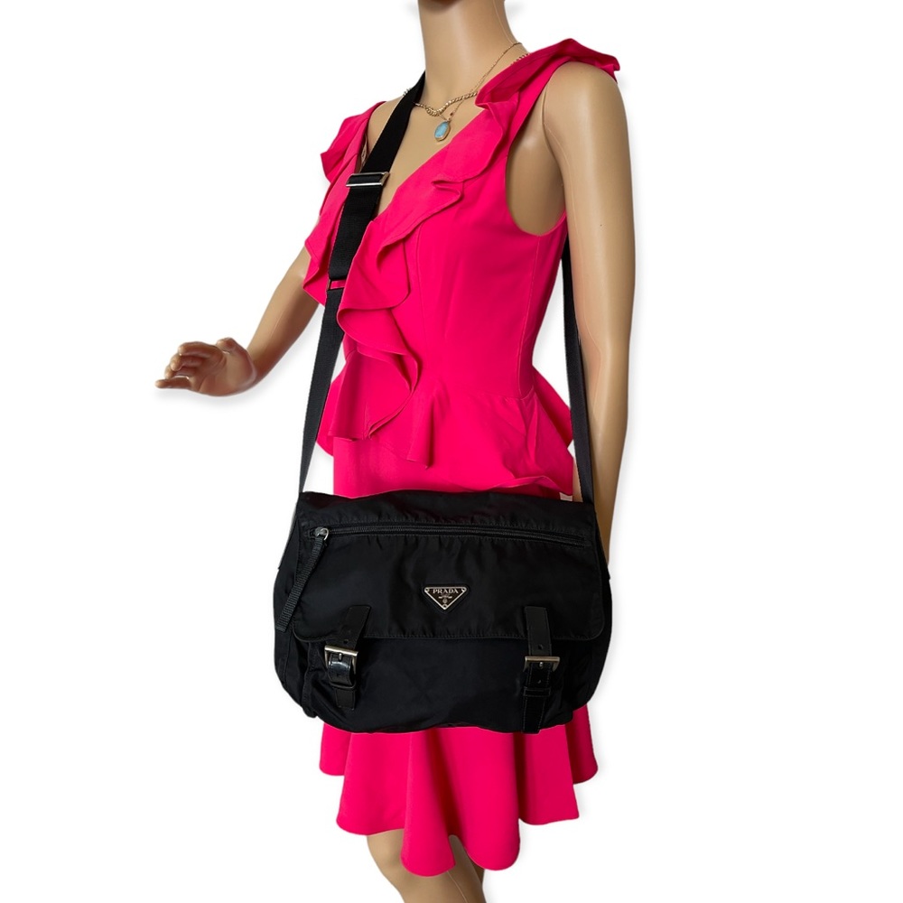 PRADA Vela Sport Tessuto Nylon Leather Shoulder Cross Body Bag Black - Picture 2 of 13